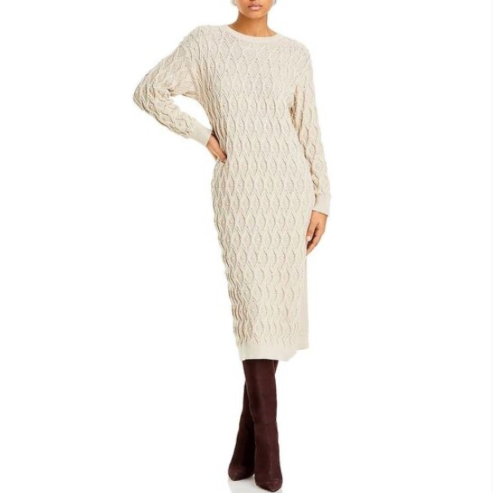 NWT Line & Dot Ruby Textured Midi Sweater Dress Cable Knit size Small